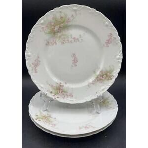 3 Antique T. Haviland Limoges France Scalloped Salad Plates Higgins & Seiter NY
